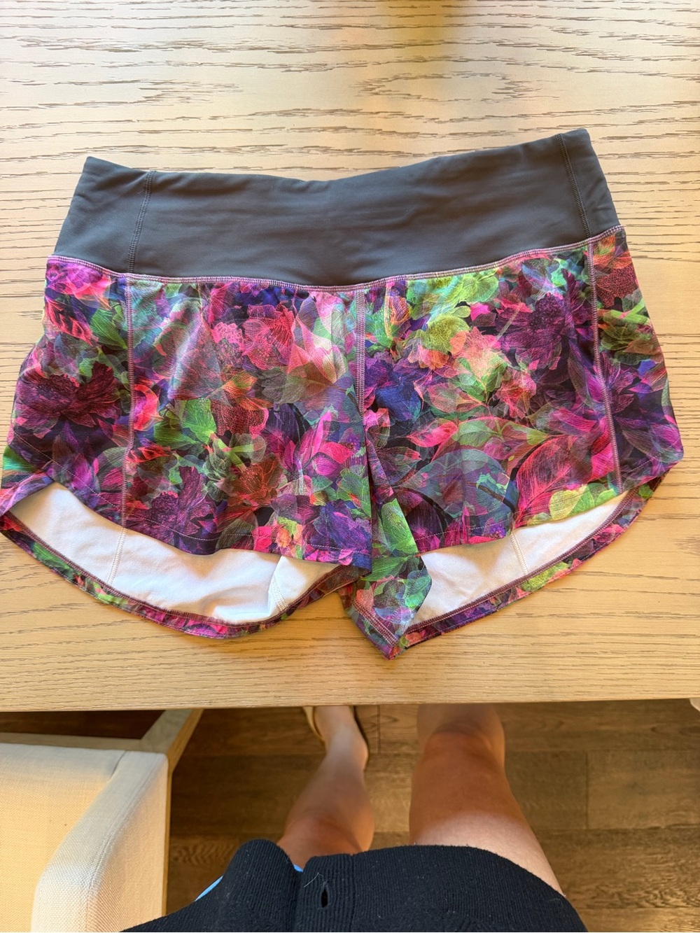lululemon athletica Multicolor Floral Athletic Shorts with Black Waistband